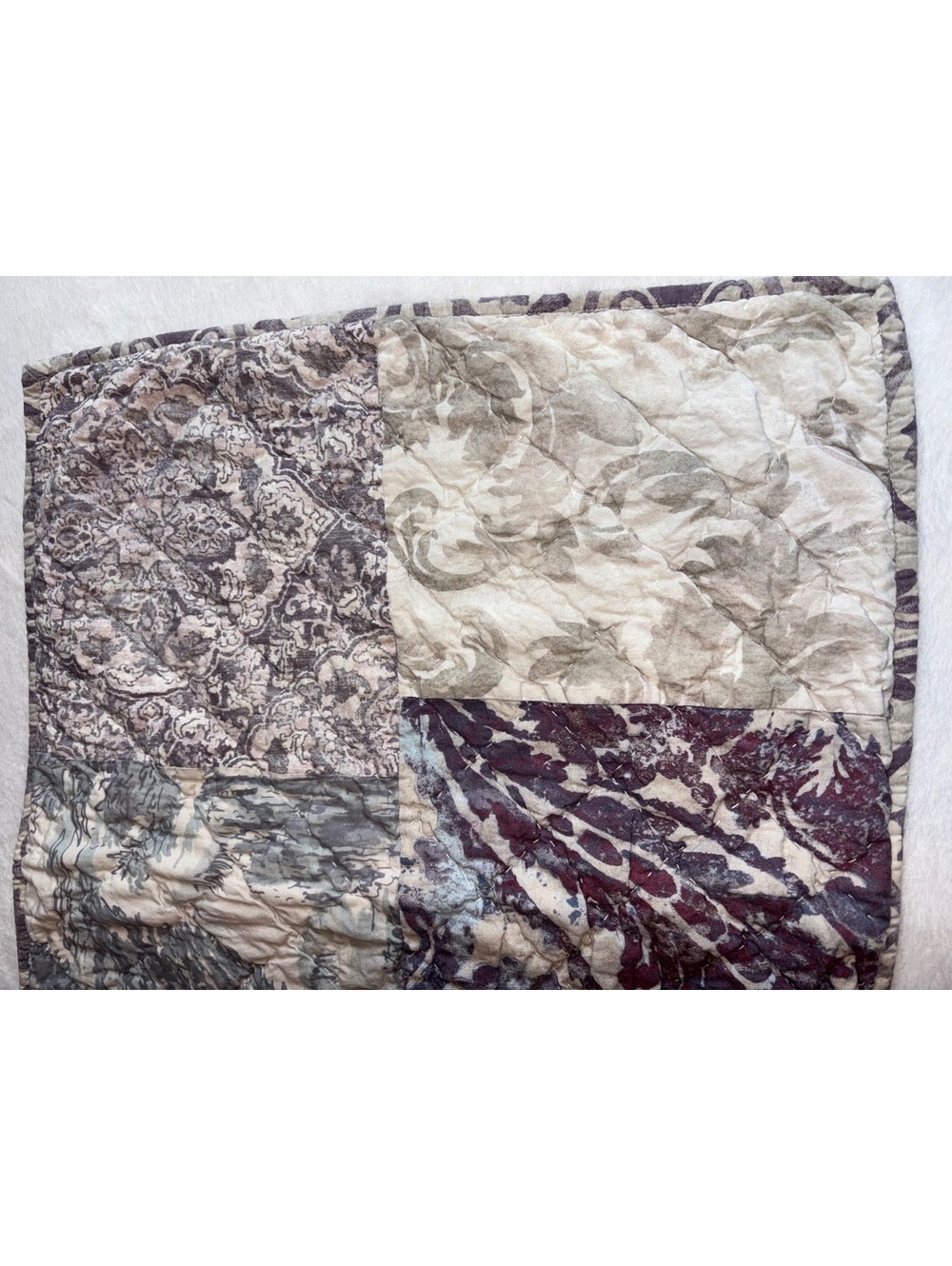 Pottery Barn Kali Patchwork Quilted Standard Pillow Sham Purple Grey Toile 20x26